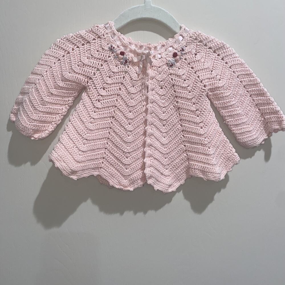 GYMBOREE 3-6 Mo Holiday Friends Rosebud Crotchet Cardigan Fall Winter Easter